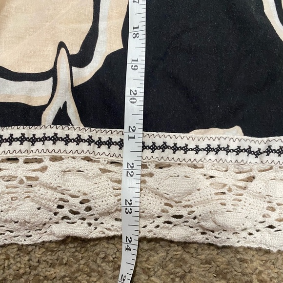 Rachel Zoe Linen Blouse Top Women 1X Black Cream Oversized Puff Sleeve - Picture 11 of 12